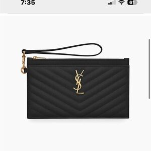 Saint Laurent Black and White Monogram Pouch